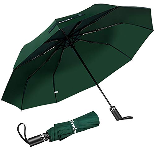 Newdora Paraguas Plegable Automático Impermeable 10 Armazones de Metal Compacto Resistencia contra Viento para Viaje para Hombres y Mujeres (Verde) Newdora Paraguas Plegable Automático Impermeable 10 Armazones de Metal Compacto Resistencia contra Viento para Viaje para Hombres y Mujeres (Verde)