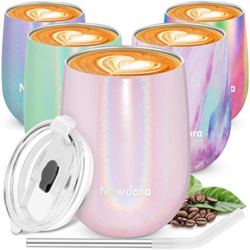 Newdora Termo Cafe 360ml, Taza térmica de Viaje de Acero Inoxidable con 1 un Cepillo de Limpieza, Tazas Cafe Reutilizable para Niños & Adultos, Oficina, Deporte, Acampada, Gimnasio (Rosado)