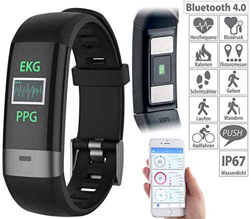 newgen medicals Reloj de Fitness Presión Arterial: Pulsera Fitness, Pantalla de presión Arterial/frecuencia cardíaca/ECG, Bluetooth, Aplicación (Reloj de Fitness SmartWatch)