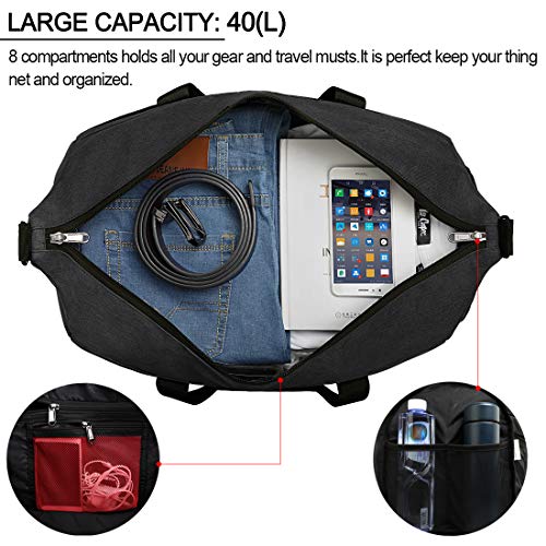 NEWHEY Bolsa de Deporte Hombre Bolsas Gimnasio con Compartimento para Zapatos Bolsos de Viaje Grande Bolsos Deportivos Impermeable Bolsa Fin de Semana Travel Duffle Bag para Mujer Negro 40L NEWHEY Bolsa de Deporte Hombre Bolsas Gimnasio con Compartimento para Zapatos Bolsos de Viaje Grande Bolsos Deportivos Impermeable Bolsa Fin de Semana Travel Duffle Bag para Mujer Negro 40L