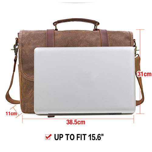 NEWHEY Bolso Bandolera Hombre Mensajero Bolsa Resistentes Maletin Portatil 15.6 Ordenador Lona Trabajo Vintage Marrón NEWHEY Bolso Bandolera Hombre Mensajero Bolsa Resistentes Maletin Portatil 15.6 Ordenador Lona Trabajo Vintage Marrón