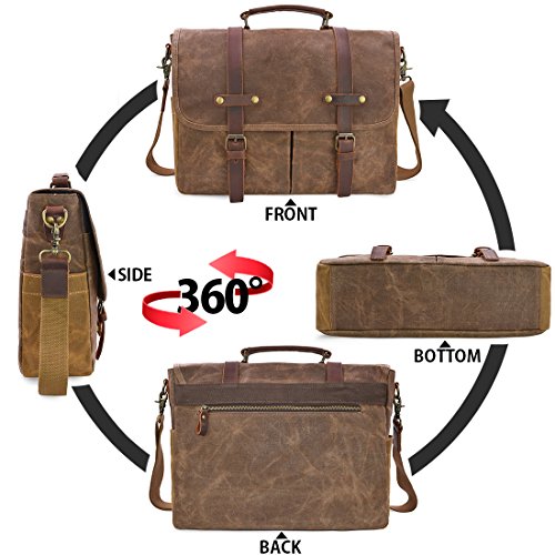 NEWHEY Bolso Bandolera Hombre Mensajero Bolsa Resistentes Maletin Portatil 15.6 Ordenador Lona Trabajo Vintage Marrón NEWHEY Bolso Bandolera Hombre Mensajero Bolsa Resistentes Maletin Portatil 15.6 Ordenador Lona Trabajo Vintage Marrón