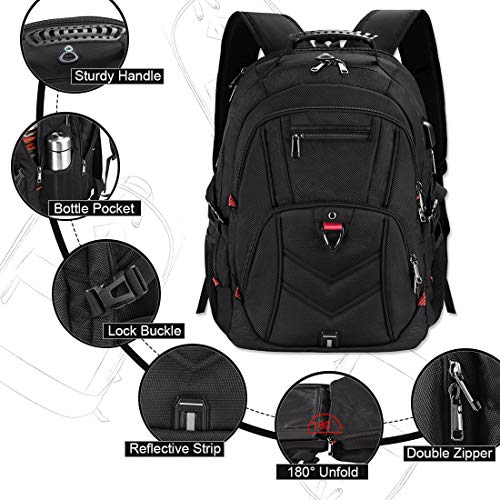 NEWHEY Mochila Portatil 17.3 Pulgadas Hombre con Puerto de USB Grande Mochila para Portátil 17 Pulgadas Impermeable Viaje Negocio Universidad Negro NEWHEY Mochila Portatil 17.3 Pulgadas Hombre con Puerto de USB Grande Mochila para Portátil 17 Pulgadas Impermeable Viaje Negocio Universidad Negro
