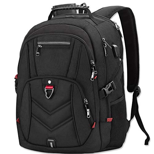 NEWHEY Mochila Portatil 17.3 Pulgadas Hombre con Puerto de USB Grande Mochila para Portátil 17 Pulgadas Impermeable Viaje Negocio Universidad Negro