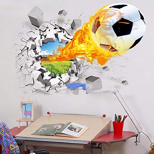 Newin Star Fútbol Adhesivos de Pared, Creativo 3D de fútbol Etiqueta de la Pared removible Vinilo Deportes Pared de la Etiqueta murales Decoración para Habitaciones de los Muchachos