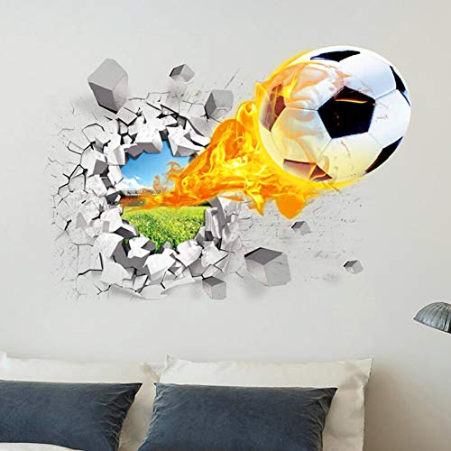 Newin Star Fútbol Adhesivos de Pared, Creativo 3D de fútbol Etiqueta de la Pared removible Vinilo Deportes Pared de la Etiqueta murales Decoración para Habitaciones de los Muchachos