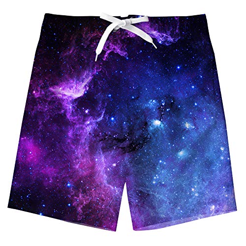 NEWISTAR - Bañador para jóvenes con impresión 3D, secado rápido, con forro de malla, para verano, playa, pantalones cortos de natación, para jóvenes de 8-16 años Galaxia 12- 14 años NEWISTAR - Bañador para jóvenes con impresión 3D, secado rápido, con forro de malla, para verano, playa, pantalones cortos de natación, para jóvenes de 8-16 años Galaxia 12- 14 años