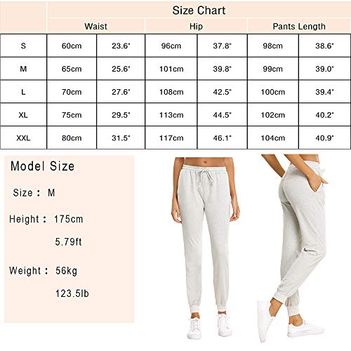 NewPI Pantalones Deportivos Mujer Pantalon Jogging Largos 100% Algodón Primavera Verano Pantalón de Chándal con Bolsilpara Running,Yoga,Fitness,Pilates,Jogger. (Negro-2, S)