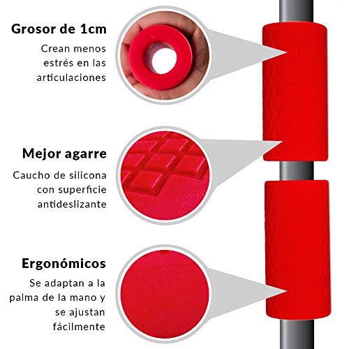 NEWPOWER - Mangos para Mancuernas de Caucho de Silicona, Ergonómicos y Antideslizantes. Evita Estrés, Aumenta Masa Muscular/Fuerza y Mejora el Agarre. Fat Grip Apto para Muchos Aparatos de Musculación