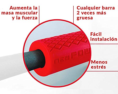 NEWPOWER - Mangos para Mancuernas de Caucho de Silicona, Ergonómicos y Antideslizantes. Evita Estrés, Aumenta Masa Muscular/Fuerza y Mejora el Agarre. Fat Grip Apto para Muchos Aparatos de Musculación