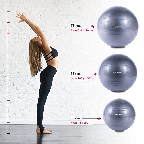 NEWPOWER - Pelota de Ejercicio Fitball 55cm, Anti-pinchazos y Antideslizante. Fabricada en PVC. Ideal como Pelota de Yoga Resistente para Equilibrio y Entrenamiento. Balón de Gimnasio Fácil de Hinchar