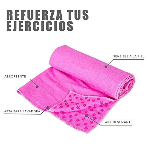 NEWPOWER - Toalla Yoga Antideslizante (183cm x 63cm), de Secado Rápido, Sensible a la Piel y Absorbente. Toalla Microfibra Ideal para Ashtanga, Bikram, Yoga, Pilates y Fitness. Apta para Lavadoras