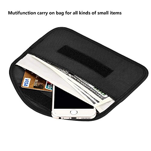 Newseego RFID Signal Blocker Pouch | 2X Free RFID Credit Card Sleeves | Anti Theft Faraday Bag for Car Key Fob & Cell Phone Blocking Pocket, Security Keyless Case Anti-Hacking Secure Antitheft(Black)