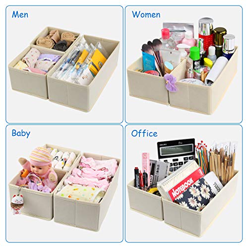 NEWSTYLE Organizadores de Cajones,Juego de 6 Cajas Organizadoras Plegables para Sujetadores Bragas Calcetines (Beige) NEWSTYLE Organizadores de Cajones,Juego de 6 Cajas Organizadoras Plegables para Sujetadores Bragas Calcetines (Beige)