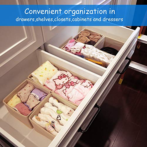 NEWSTYLE Organizadores de Cajones,Juego de 6 Cajas Organizadoras Plegables para Sujetadores Bragas Calcetines (Beige)