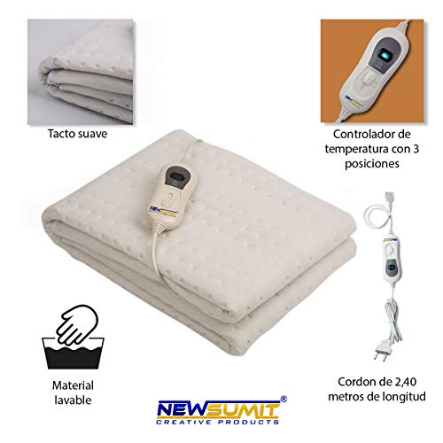NEWSUMIT- Manta Electrica Calienta Camas - Calentador Mesa De Masajes-80x150cm rec para colchones 90-100x200cm-60W,3 niveles de temp-apagado automático a los 3horas-apagado sobrecalentamiento. NEWSUMIT- Manta Electrica Calienta Camas - Calentador Mesa De Masajes-80x150cm rec para colchones 90-100x200cm-60W,3 niveles de temp-apagado automático a los 3horas-apagado sobrecalentamiento.
