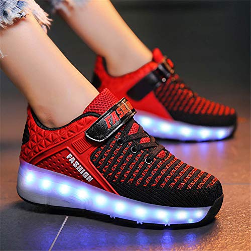 Neyou Zapatillas De Patinaje sobre Ruedas con Luces LED Y Ruedas Intercambiables De 7 Colores Zapatillas De Skate TéCnicas RetráCtiles Zapatillas Deportivas Cruzadas