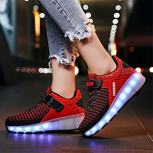 Neyou Zapatillas De Patinaje sobre Ruedas con Luces LED Y Ruedas Intercambiables De 7 Colores Zapatillas De Skate TéCnicas RetráCtiles Zapatillas Deportivas Cruzadas