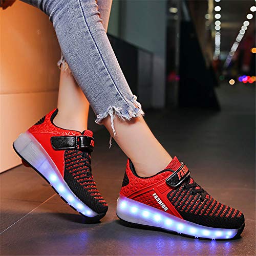 Neyou Zapatillas De Patinaje sobre Ruedas con Luces LED Y Ruedas Intercambiables De 7 Colores Zapatillas De Skate TéCnicas RetráCtiles Zapatillas Deportivas Cruzadas