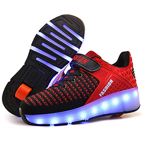 Neyou Zapatillas De Patinaje sobre Ruedas con Luces LED Y Ruedas Intercambiables De 7 Colores Zapatillas De Skate TéCnicas RetráCtiles Zapatillas Deportivas Cruzadas