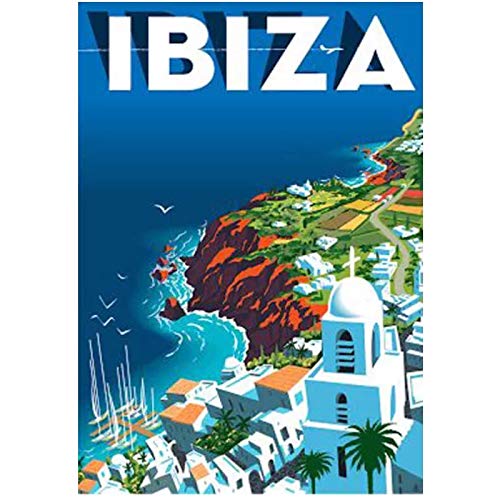 NFGGRF Cartel de Viaje Retro Vintage de la Isla de Ibiza e Impresiones, Arte de Pared, Pintura en Lienzo, decoración para Sala de Estar, impresión de habitación en lienzo-50x70cm sin Marco NFGGRF Cartel de Viaje Retro Vintage de la Isla de Ibiza e Impresiones, Arte de Pared, Pintura en Lienzo, decoración para Sala de Estar, impresión de habitación en lienzo-50x70cm sin Marco