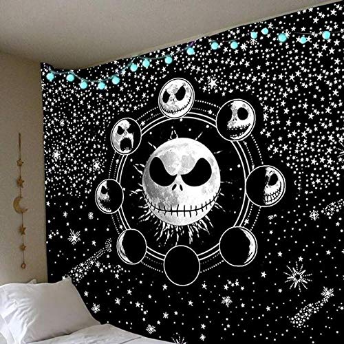 NHSY Tapiz de poliéster con diseño de pesadilla antes de Navidad, diseño de cielo estrellado, 150 cm x 150 cm