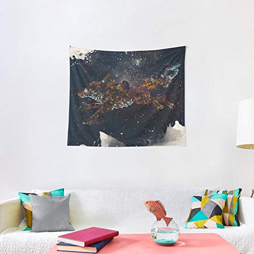 NHSY Tapiz tapiz de lobo bajo la luna de medianoche decoración interior manta de lobo -F_150 x 100 cm