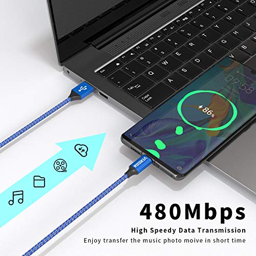 NIBIKIA Cable USB Tipo C, 2Pack [ 0.5M+0.5M ] 3A Cargador Tipo C Nylon Carga Rápida y Sincronización Cable USB C para Samsung S10/S9/S8/Note 10/Note 9, Huawei P30/P20/Mate 20, Sony Xperia