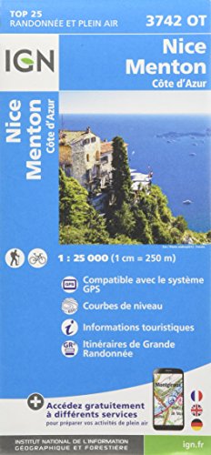 Nice - Menton - Côte d'Azur 1:25 000: 3742/OT (Top 25 & série bleue - Carte de randonnée)