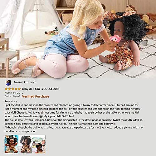 Nice2you Muñeca afroamericana Realista muñecas de 12 Pulgadas para niños Juguetes para niños