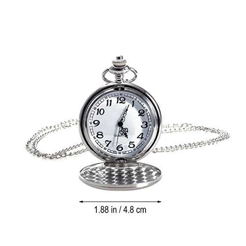 NICERIO Reloj de Bolsillo Vintage, Reloj de Cuarzo Unisex Reloj de Bolsillo mecánico con Cadena de Collar para Hombres Mujeres (Blanco)