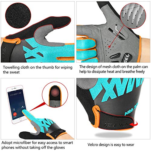 NICEWIN Guantes de Ciclismo con Dedos completos para Hombres, Almohadilla de Gel de Gamuza Transpirable y Resistente al Desgaste para Conducir Motocicletas de Bicicleta de montaña en otoño Invierno