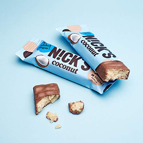 NICKS Coconut bar, Barrita de coco recubierta de chocolate, sin azúcar añadido, sin gluten 20 x 40g