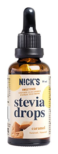 NICKS Stevia Drops, stevia líquida en gotas sin azúcar, cero calorías, edulcorante líquido aromatizado 50 ml (Caramelo)