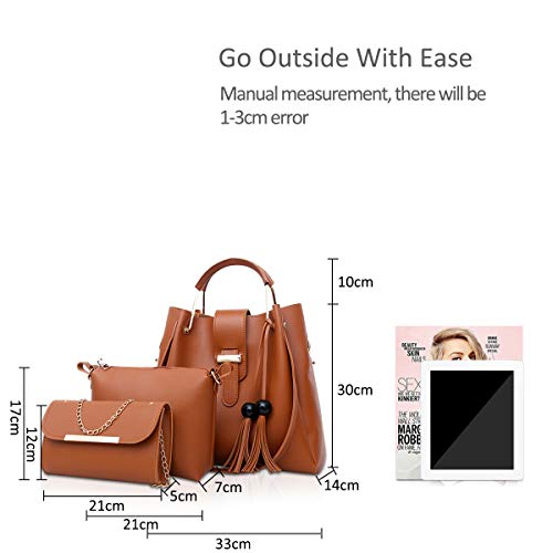 NICOLE & DORIS Bolsos de Mano para Mujer Bolsas de 3 Piezas Juego de Bolsos para Damas Bolsos con Cadena Bolsos con Asas Superiores Bolsos de Hombro marrón NICOLE & DORIS Bolsos de Mano para Mujer Bolsas de 3 Piezas Juego de Bolsos para Damas Bolsos con Cadena Bolsos con Asas Superiores Bolsos de Hombro marrón