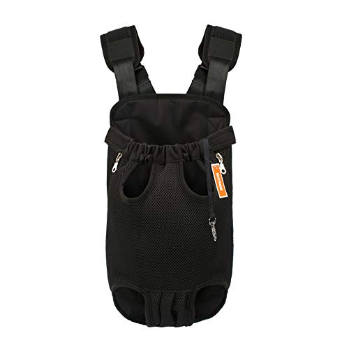 NICREW Mochila del Perro, Bolso para Perros y Gatos, Adjustable Bolsa Delantera para Perro Pequeño, Viaje Bolsa de Transporte de Mascotas para Viajar/Senderismo/Camping-S-Negro