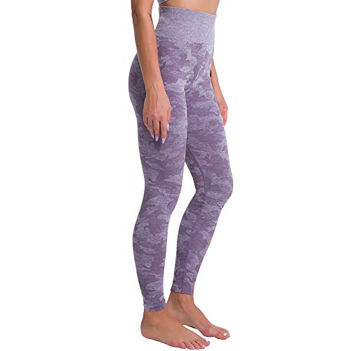 NIGHTMARE Leggings de Gimnasio de Cintura Alta de Camuflaje con Control de Abdomen para Mujer, Pantalones de Yoga elásticos para Correr, Mallas de, Pantalones de Yoga para Correr XL