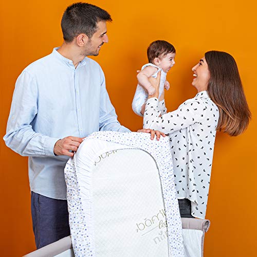 Niimo Set de Sábanas 2 piezas 100% algodón +1 Protector Colchon Impermeable compatible con Chicco Next 2 Me otras cunas de colecho Lullago Kinderkraft UNO Jane Babyside dimensiones 50x83