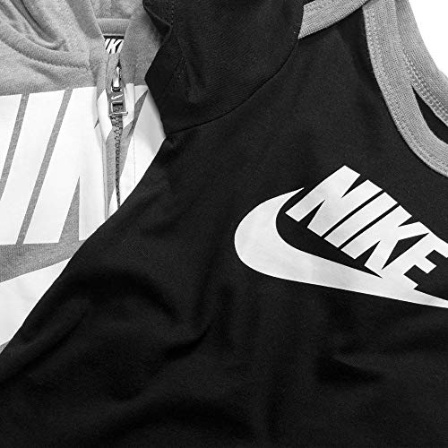 Nike Conjunto de sudadera con capucha, mono y pantalón para bebé, color gris oscuro - gris - 3 meses