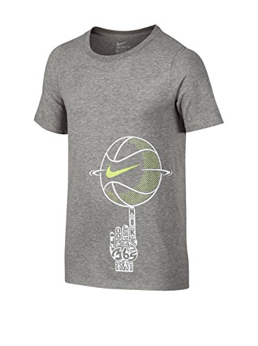 NIKE CTN Spinning Ball YTH Camiseta de Manga Corta, Niños, Gris (Dk Grey Heather), XS NIKE CTN Spinning Ball YTH Camiseta de Manga Corta, Niños, Gris (Dk Grey Heather), XS