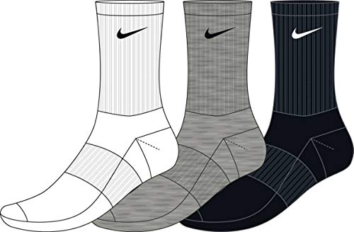 Nike Everyday Lightweight Crew Trainings Socks (3 Pairs), Calcetines Hombre, Multicolor, 38–42 (Talla del fabricante: M)