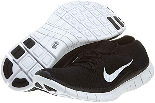 Nike Free Flyknit + Zapatillas de correr para mujer, glaciar Ice Blanco/Azul polarizado,, negro (Negro Blanco), 37 EU