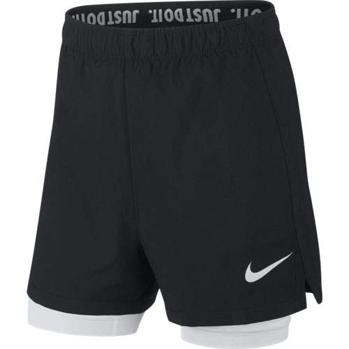 NIKE G Nk Dry 2In1 Short Sport Shorts, Niñas, Black/Lavender Mist/(Lavender Mist), M