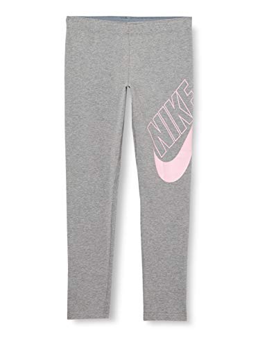 NIKE G NSW Favorites Gx Legging Sport Trousers, Niñas, Carbon Heather/Pink, 14 años