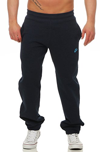 Nike Hombre Pantalón Jogger Polar Correr Chándal Bajos Gym Sudaderas - algodón, Azul Marino, algodón, 20% poliéster 80% algodón 80% algodón, Hombre, Chica