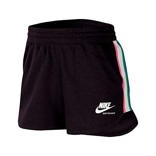 NIKE Hrtg - Pantalones Cortos de Forro Polar para Mujer, Mujer, CU8399, Negro/Sail/Blanco, Extra-Small