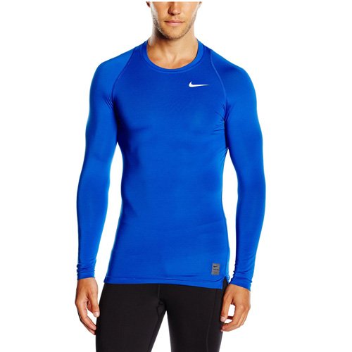 NIKE Long Sleeve Pro Cool Compression Camiseta de Mangas largas, Hombre, Azul/Blanco, M