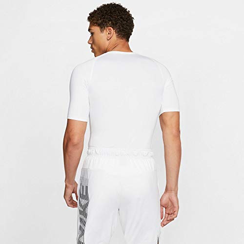 NIKE M NP Top SS Tight Camiseta de Manga Corta, Hombre, White/Black, XL