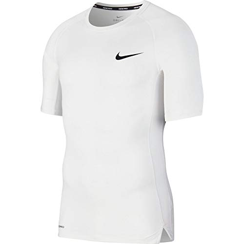 NIKE M NP Top SS Tight Camiseta de Manga Corta, Hombre, White/Black, XL