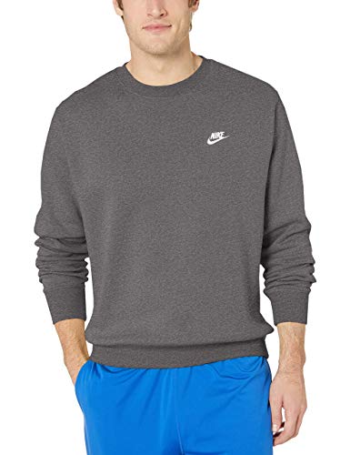 NIKE M NSW Club CRW BB Long Sleeved t-Shirt, Hombre, Light Bone/White